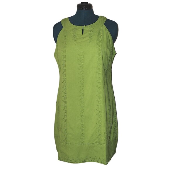 GLOBAL CHIC COTTON LIME GREEN EYELET, LINED DRESS SIZE XL - Picture 1 of 6